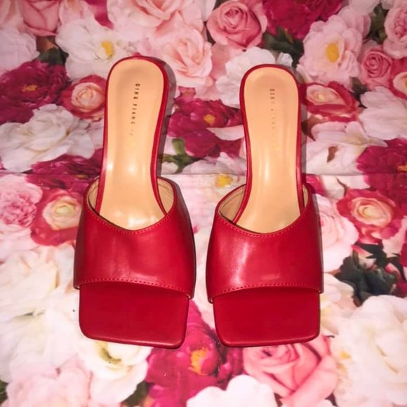 Shoes - Red Square Toe Stiletto Mules